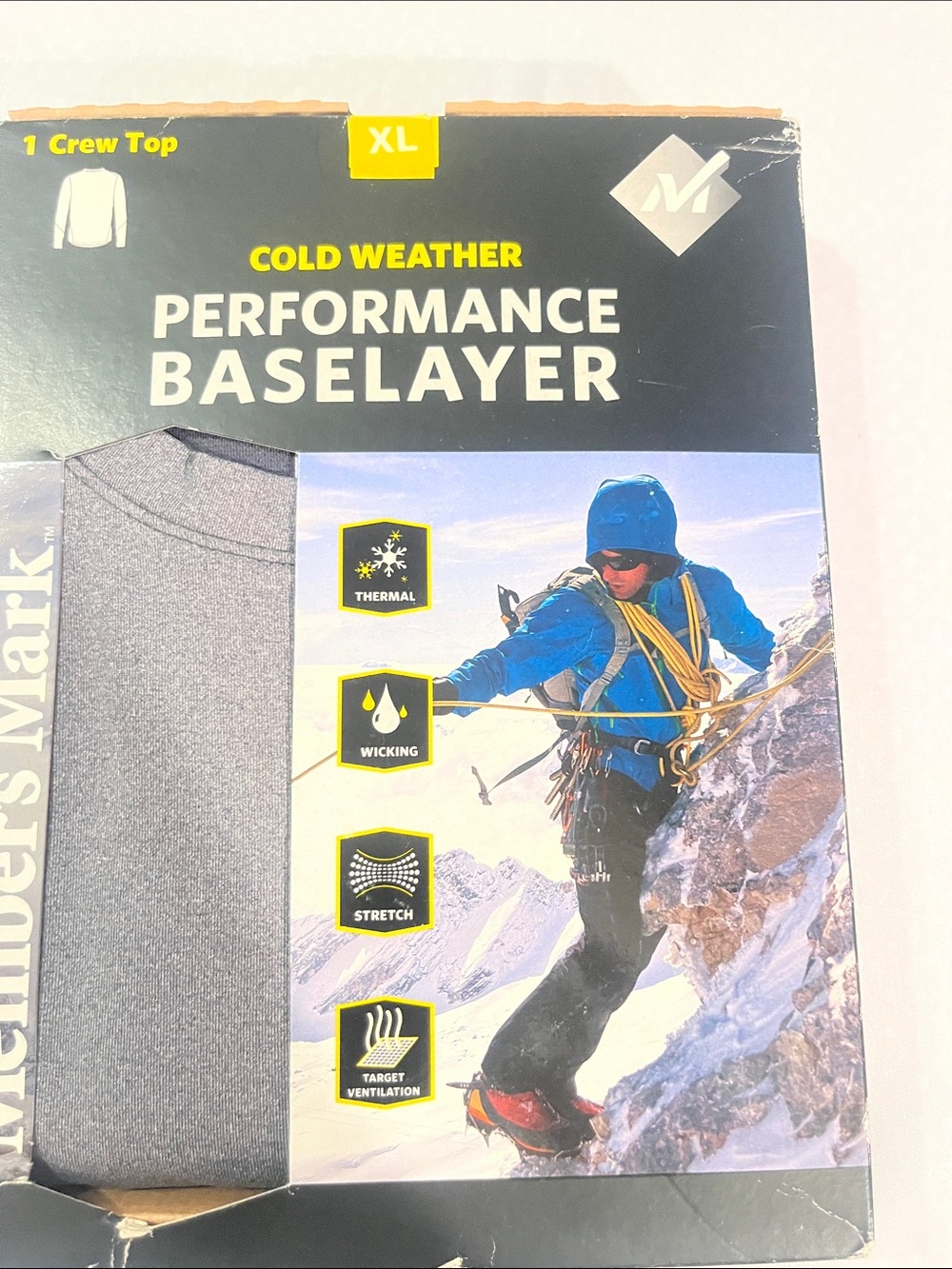 Performance Baselayer Cold Weather Crew Top - Gray Size XL